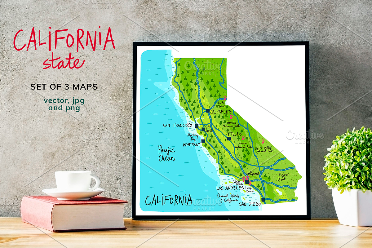 California maps, an Education Illustration by Illustrationsforteachers (Photo 5 of 5)