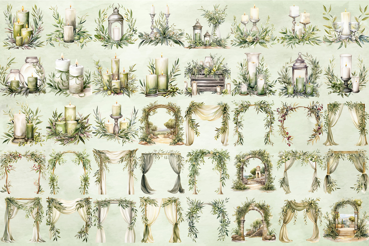 Watercolor Olive Clipart Bundle, an Illustration by NiiiNArt (Photo 6 of 12)