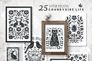 100 Folk Art vector linocut prints, an Object Graphic by DariSmartArt (Thumbnail 3 of 16)