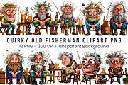 Quirky Old Fisherman Clipart PNG, a Graphic by Clipart Bloom (Thumbnail 1 of 13)