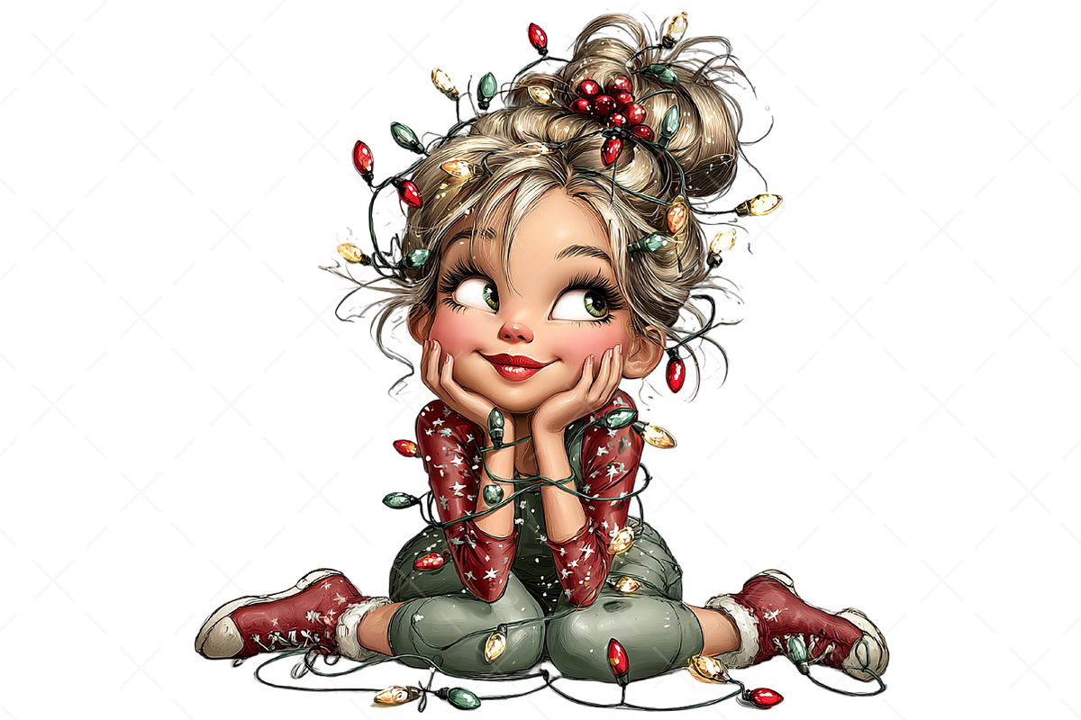 Whimsical Christmas Girl Clipart, an Illustration by Craft Nest (Photo 4 of 9)