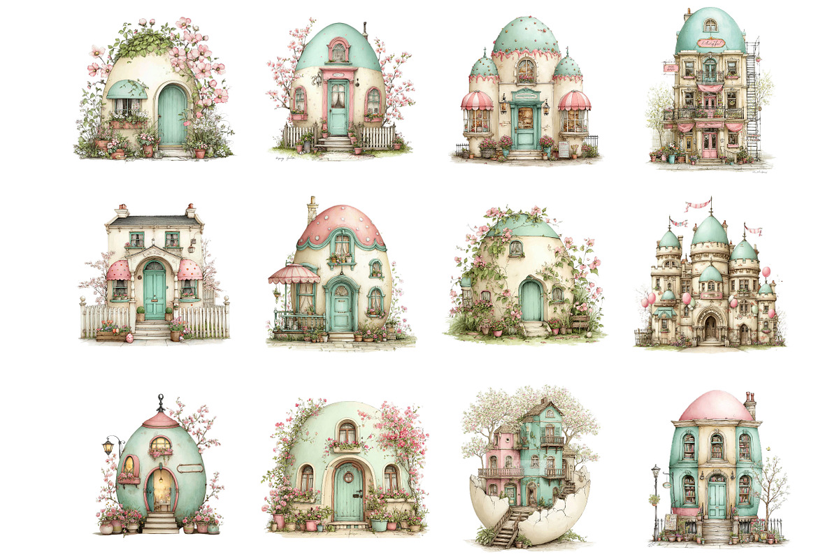 Watercolor Easter Egg House Clipart, an Illustration by DreamArtGraphic (Photo 3 of 4)
