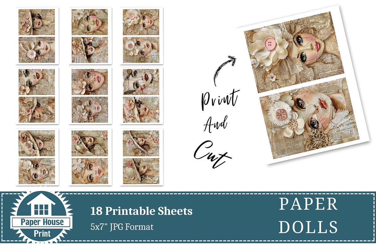 Paper Dolls Junk Journal Pages, an Illustration by NiiiNArt (Photo 6 of 8)