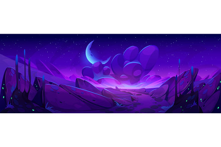 Alien space planet landscape with, an Illustration by art PVP - market