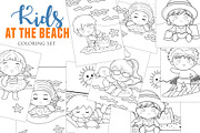 Beach summer kids & adult coloring, a Graphic by Peekadillie Art (Thumbnail 1 of 3)