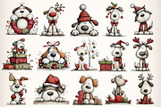 Whimsical Christmas Dogs Clipart PNG, an Illustration by Dream Creation (Thumbnail 5 of 8)