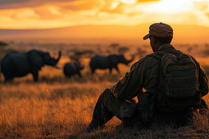 African Wildlife Observer: Man watch, an Animal Photo by Pixeness Studio