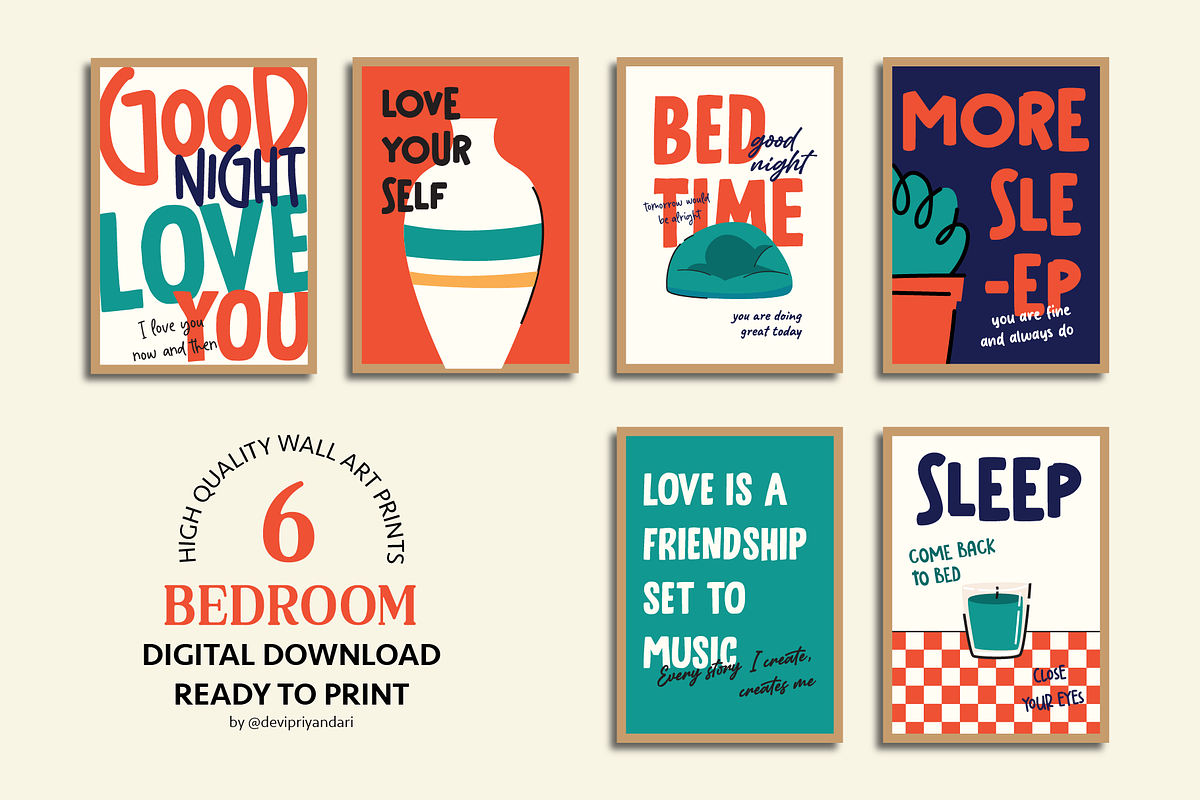 Bedroom Poster Wall Art Prints, an Object Graphic by digitalsbydepi (Photo 2 of 8)