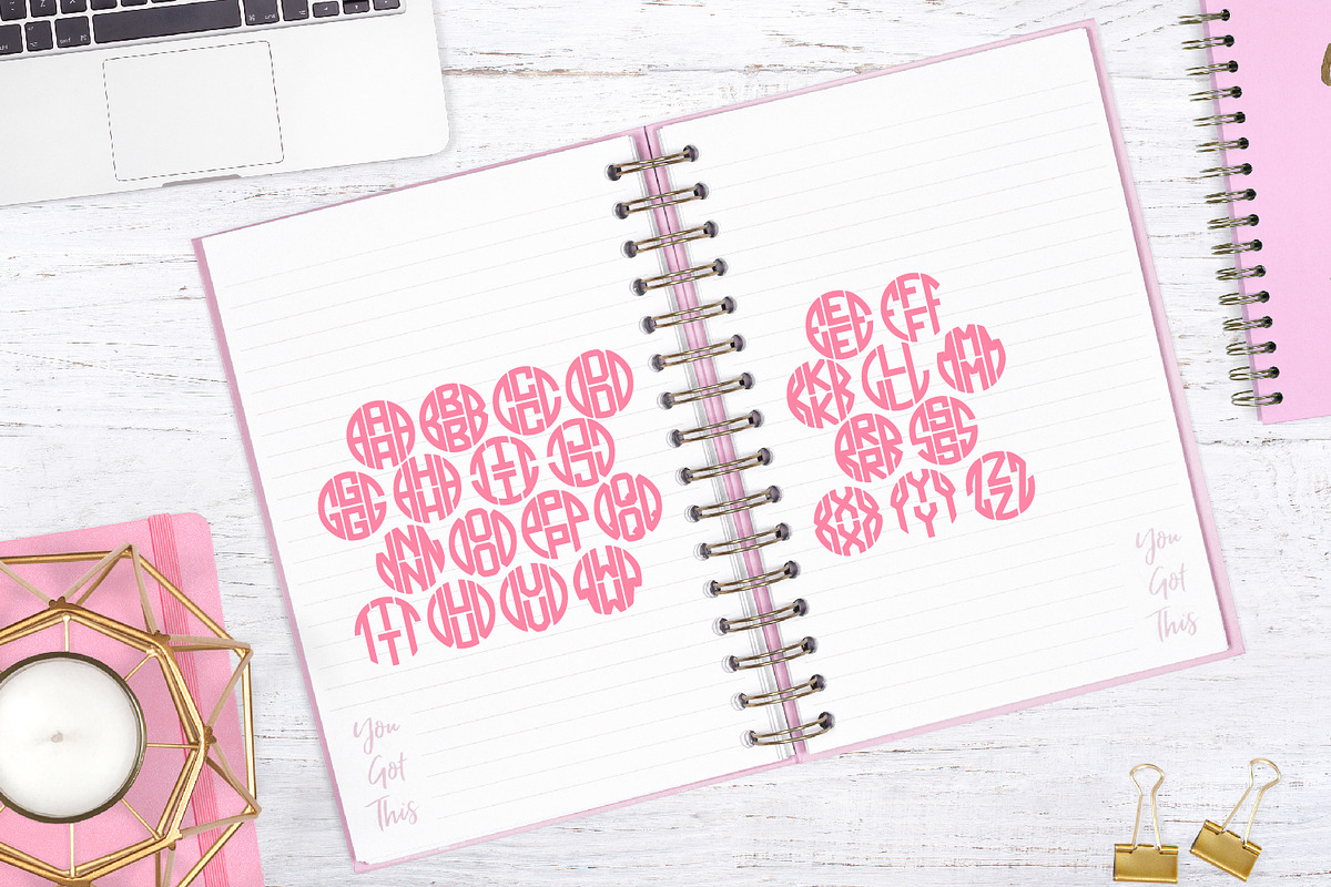 4 Letter Circle Monogram Font & Kit, a Font by CraftyLittleNodes (Photo 10 of 10)
