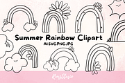 Summer Rainbow Clipart SVG PNG, an Object Illustration by RimzStudio (Thumbnail 1 of 4)