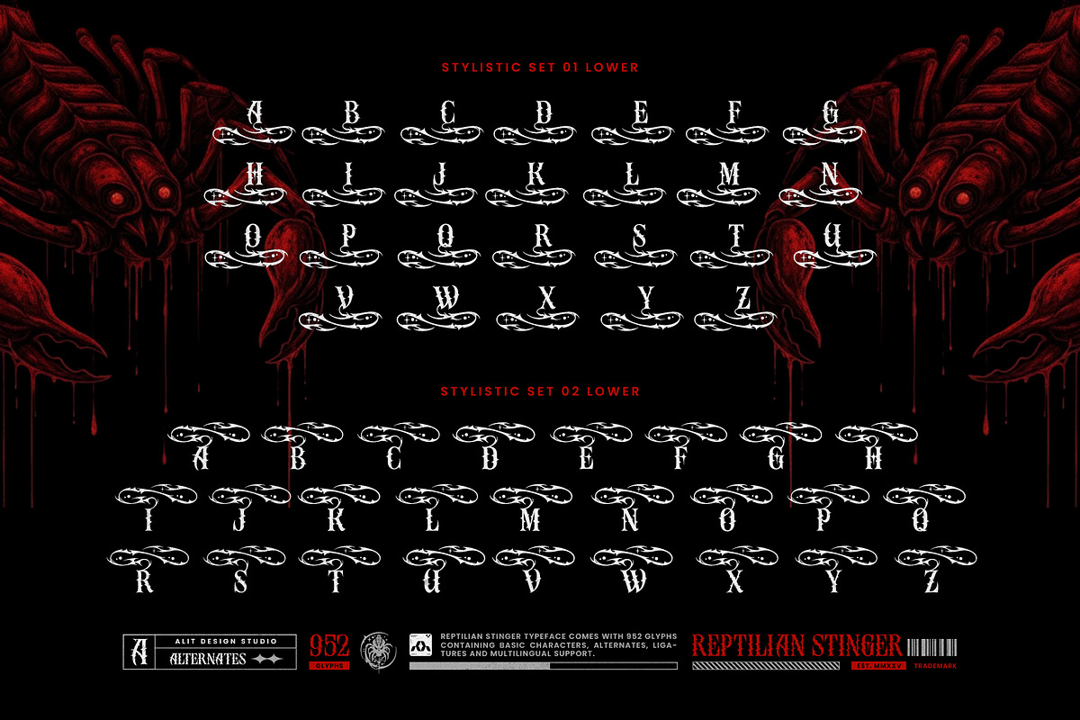 Reptilian Stinger Typeface, a Serif Font by alit design (Photo 16 of 19)