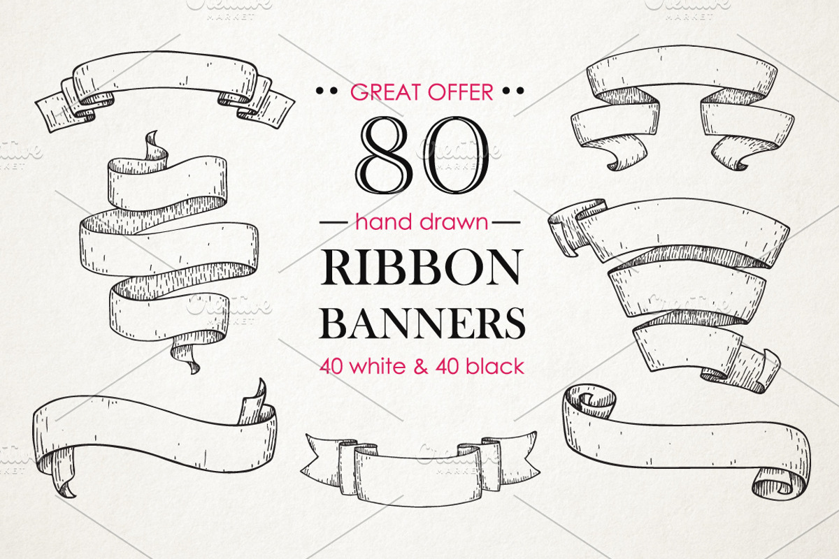 Ribbon Banners. Big Hand Drawn Set., a Graphic by Epine (Photo 1 of 3)
