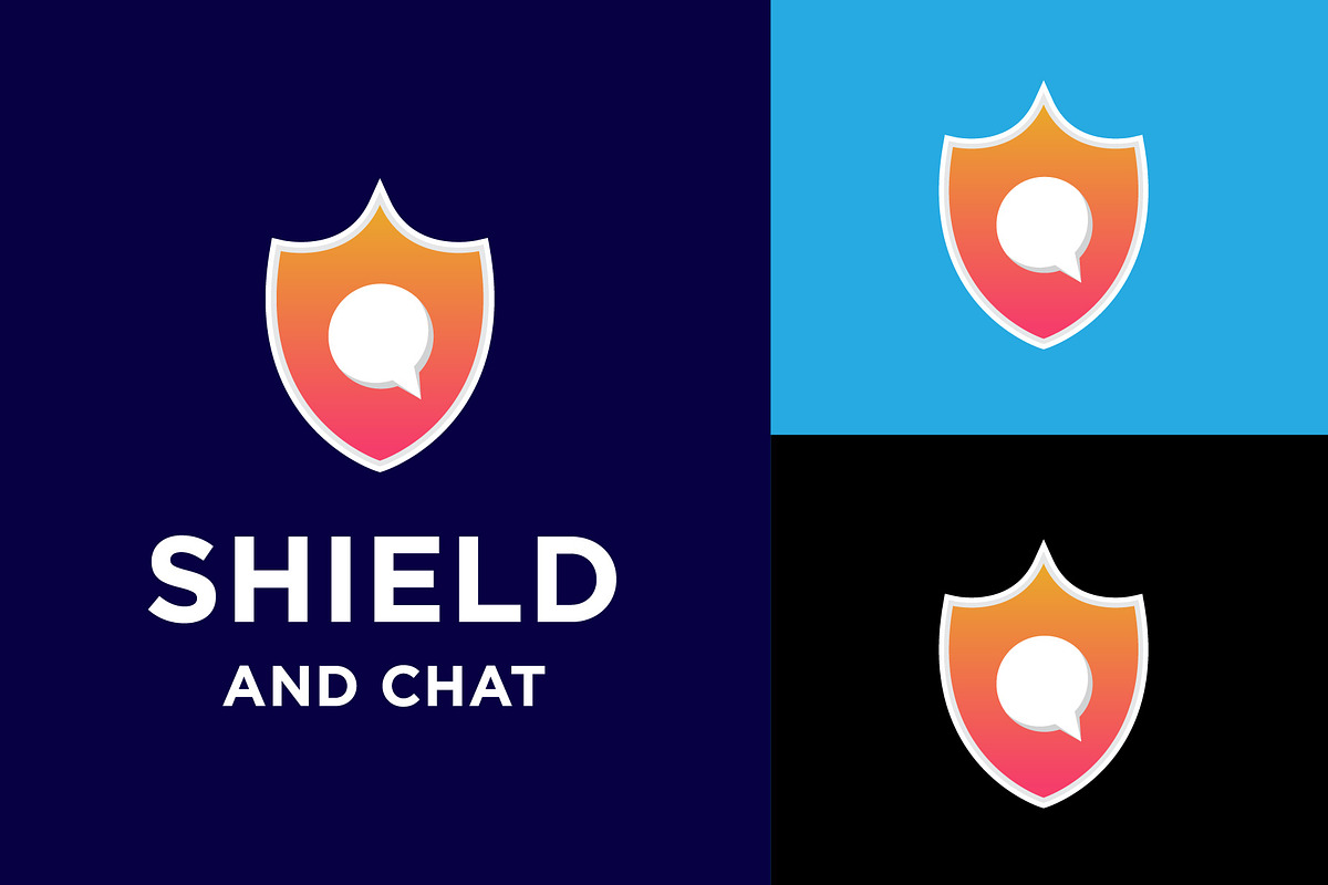 Shield  With Bubble Chat Logo, a Branding & Logo Template by funpixel