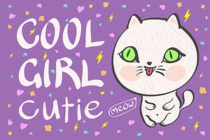 Cool Girl Cutie Meow Vector Cat