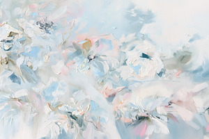 Abstract painting showing white flowers with expressive brushstr, a Decorative Illustration by Studio ANNA