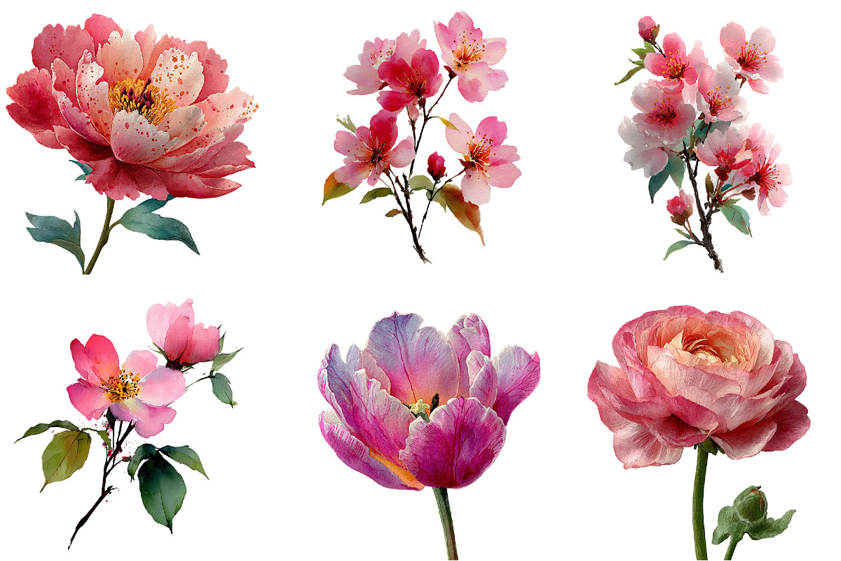 Whimsical Spring Flowers Clipart, an Illustration by DreamArtGraphic (Photo 3 of 4)