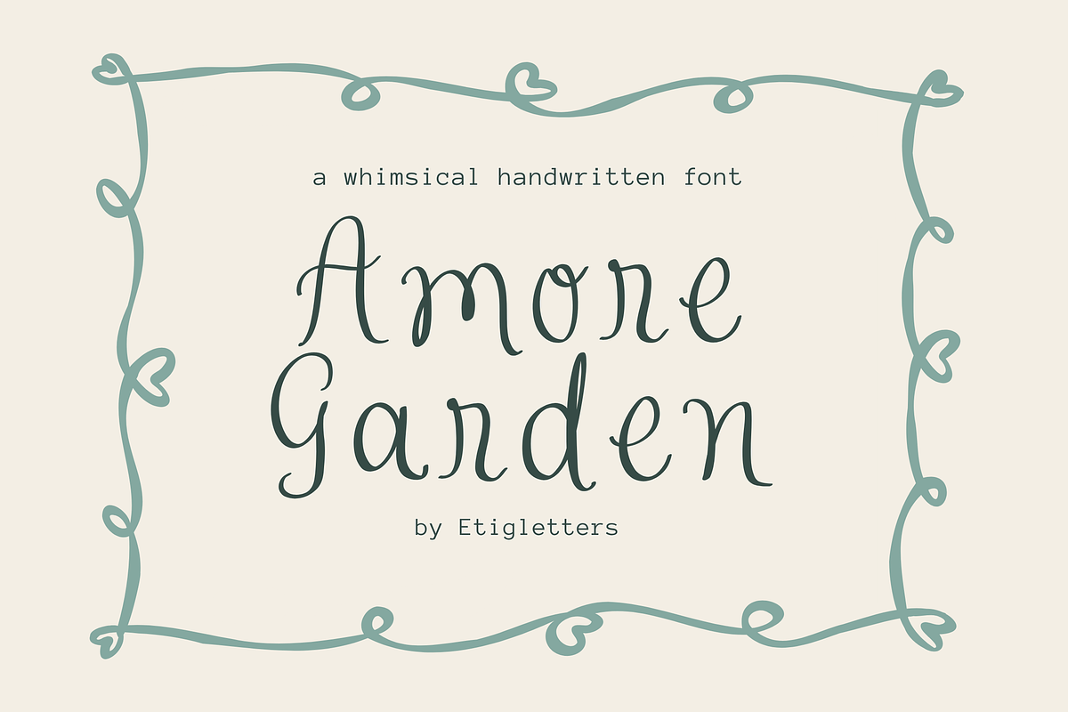 Amore Garden – Romantic Font, a Serif Font by etigletters (Photo 1 of 6)