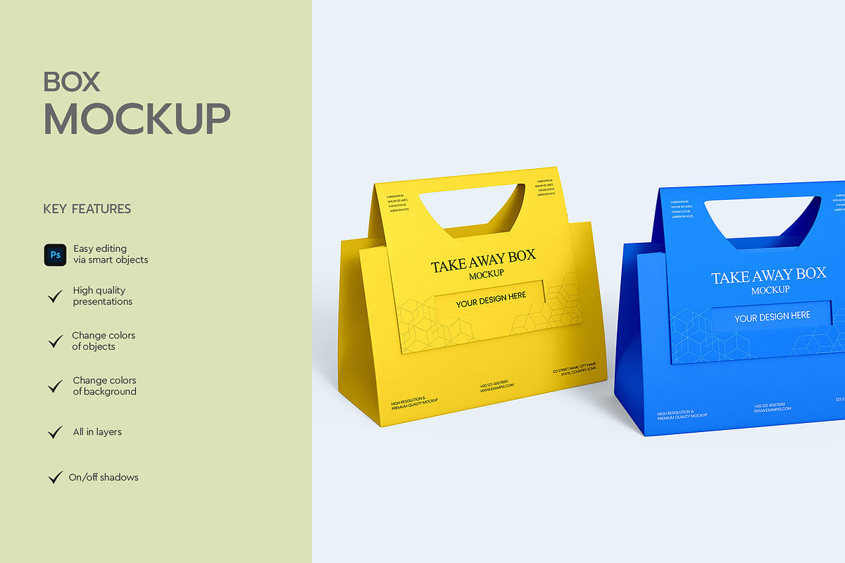 Takeaway Food Box Mockup Set, a Packaging Mockup by graphypix (Photo 2 of 4)