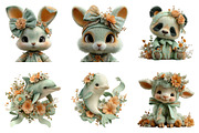 Spring flower animals clipart, an Illustration by SinaCreation (Thumbnail 2 of 11)
