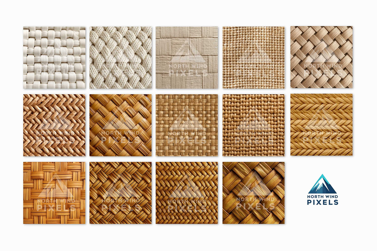 14 Basket Weave Texture Backgrounds, a Pattern Graphic by NorthWindPixels (Photo 2 of 4)
