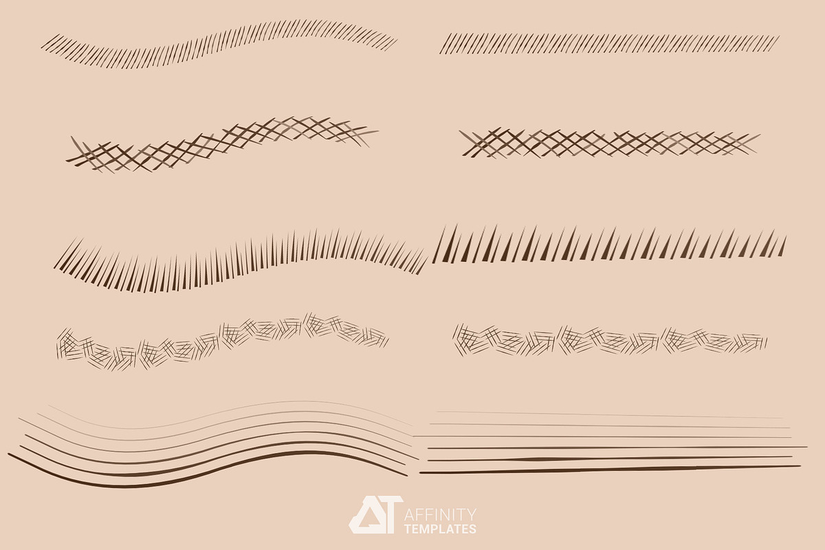 Hatching brush pack for Affinity app, a Brush Add-On by Affinity Templates (Photo 6 of 7)