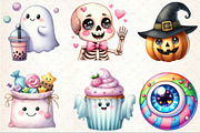 Watercolor Kawaii Halloween Clipart, an Illustration by Rose Art (Thumbnail 2 of 7)
