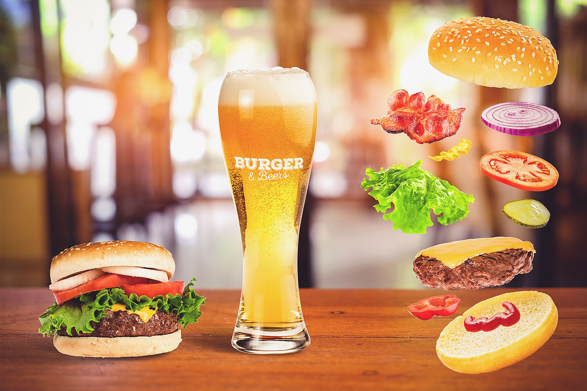Burger&Beer Mock-up / Scene Creator, a Product Mockup by relineo.mock-ups (Photo 12 of 16)