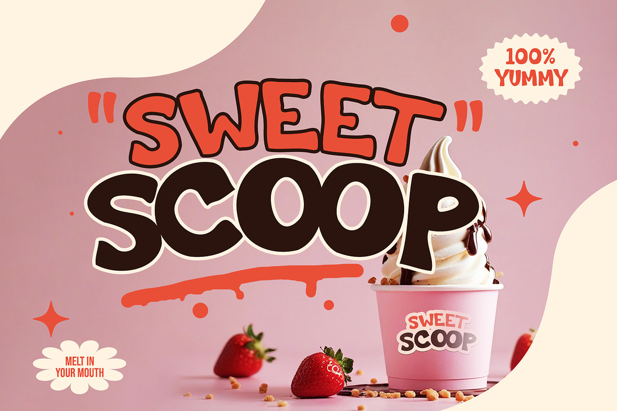 Chocodile - Fun Snack Typeface, a Sans Serif Font by Mockmenot (Photo 7 of 8)