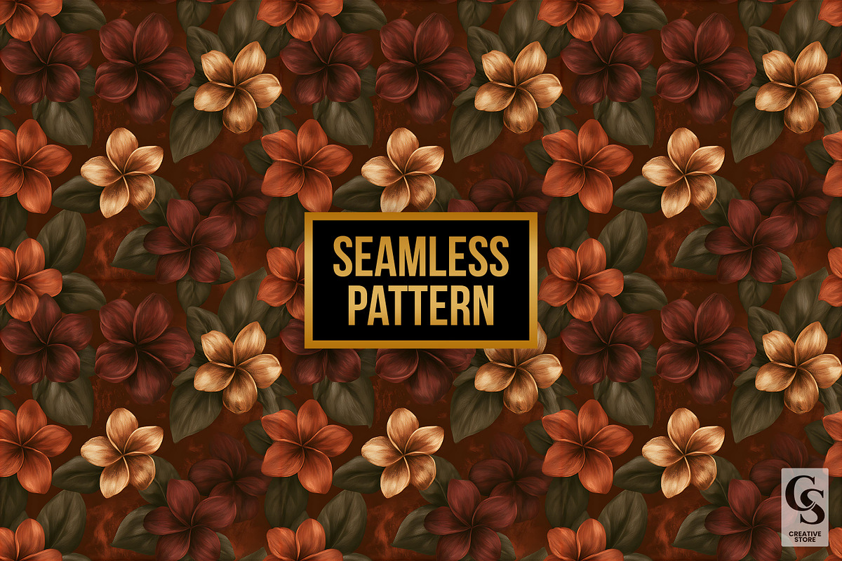 Moody Fall Plumeria Seamless Pattern, a Pattern Graphic by Creative Store (Photo 4 of 5)