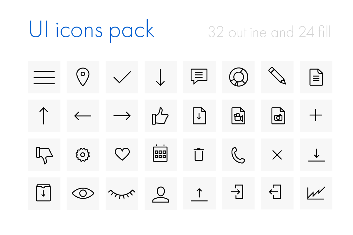 Icons, menu, like, doc, edit, user, an Icon by Samoylov (Photo 1 of 2)
