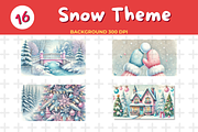 Watercolor Pastel Pink and Blue Snow, a Seasonal Illustration by John_Walker (Thumbnail 3 of 5)