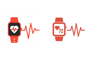 Smartwatches displaying heart rate, a Technology Illustration by ZinetroN