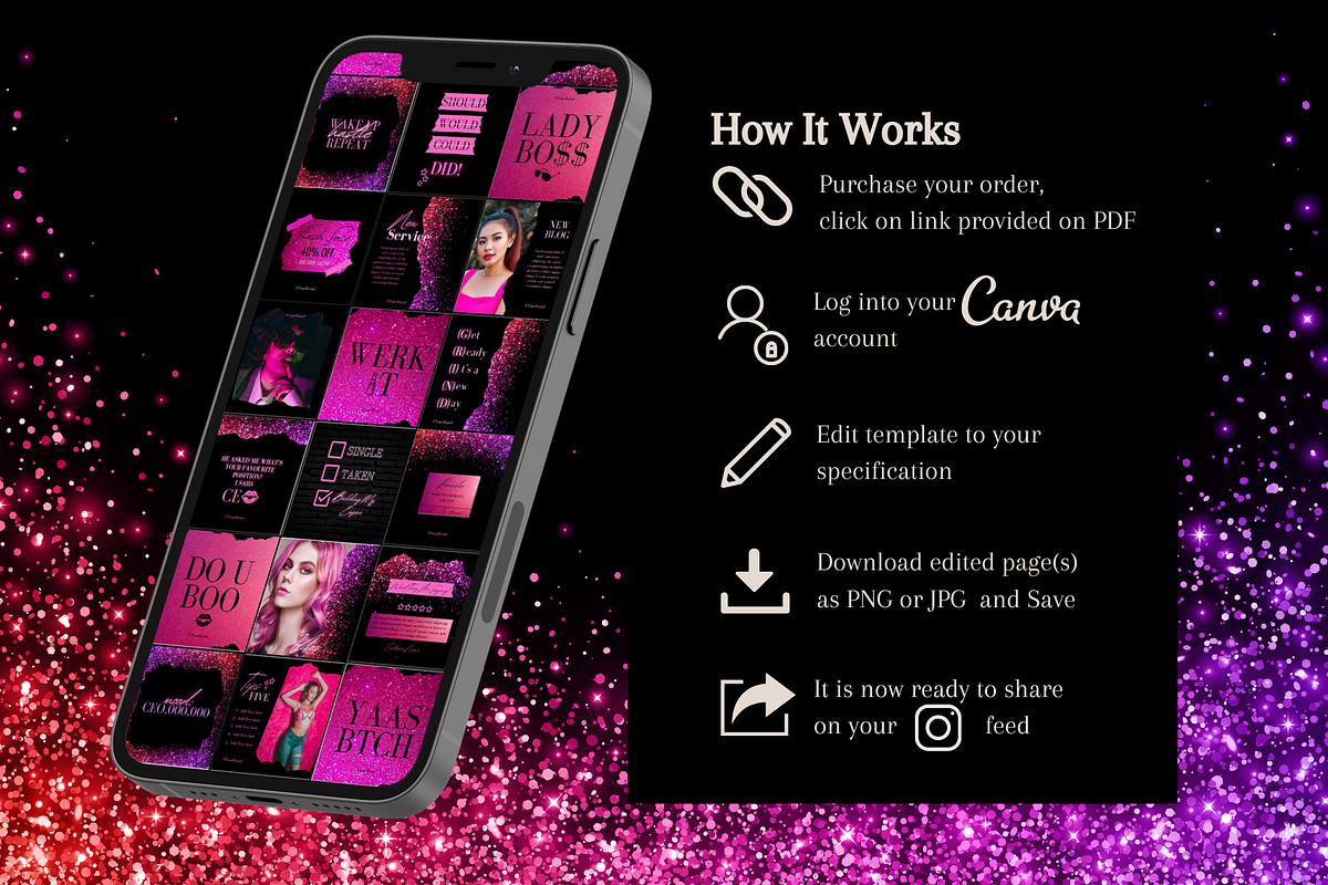 Black & Pink Boss Instagram Template, a Social Media Template by Faytemplates (Photo 8 of 8)