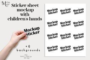 Child Hand Sticker Sheet Mockup PSD