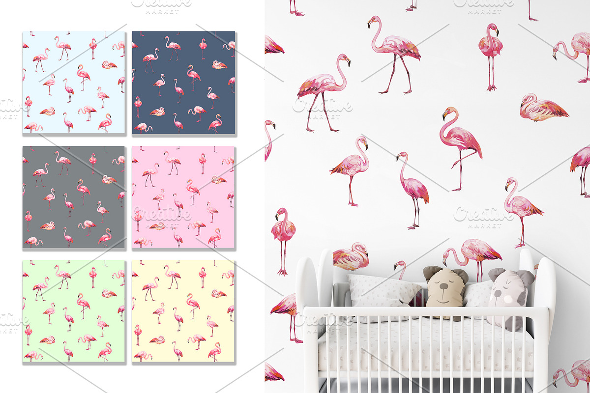 Flamingo Tropical Seamless Patterns, a Pattern Graphic by PatternPalette (Photo 2 of 12)