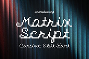 Matrix Script — 8-Bit Pixel Script, a Script Font by HipFonts (Thumbnail 1 of 8)