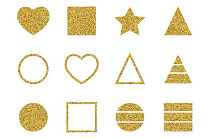 Set of geometric glitter elements.