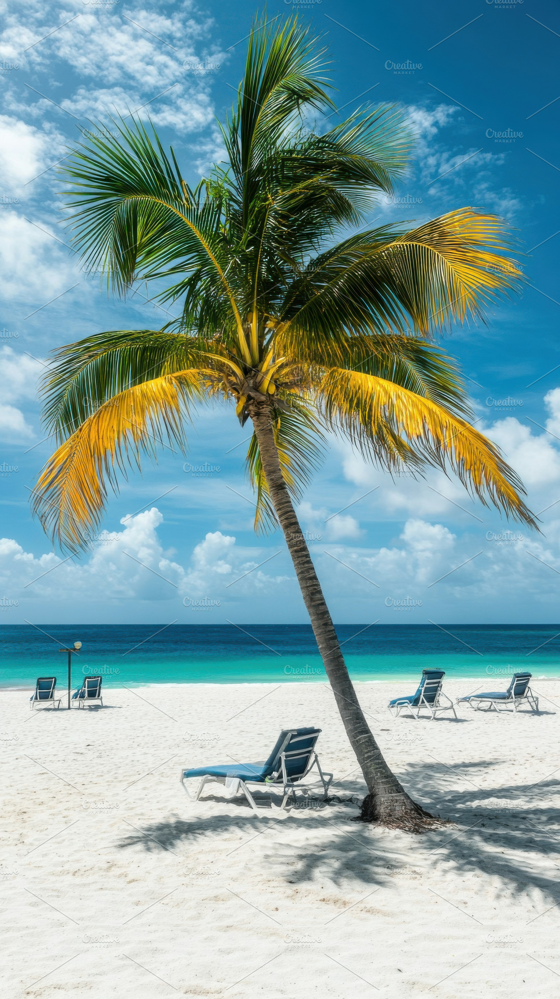 Tropical Palm Tree on a Beach, a Nature Photo by Virgo Studio