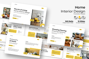 Home Interior Design - Google Slides, a Presentation Template by Iqsiart Studio