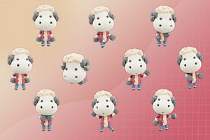 3D Cute Sheep Illustration