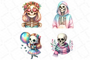 Cute Skeleton Girl PNG Clipart, an Illustration by DreamPrint404 (Thumbnail 3 of 4)
