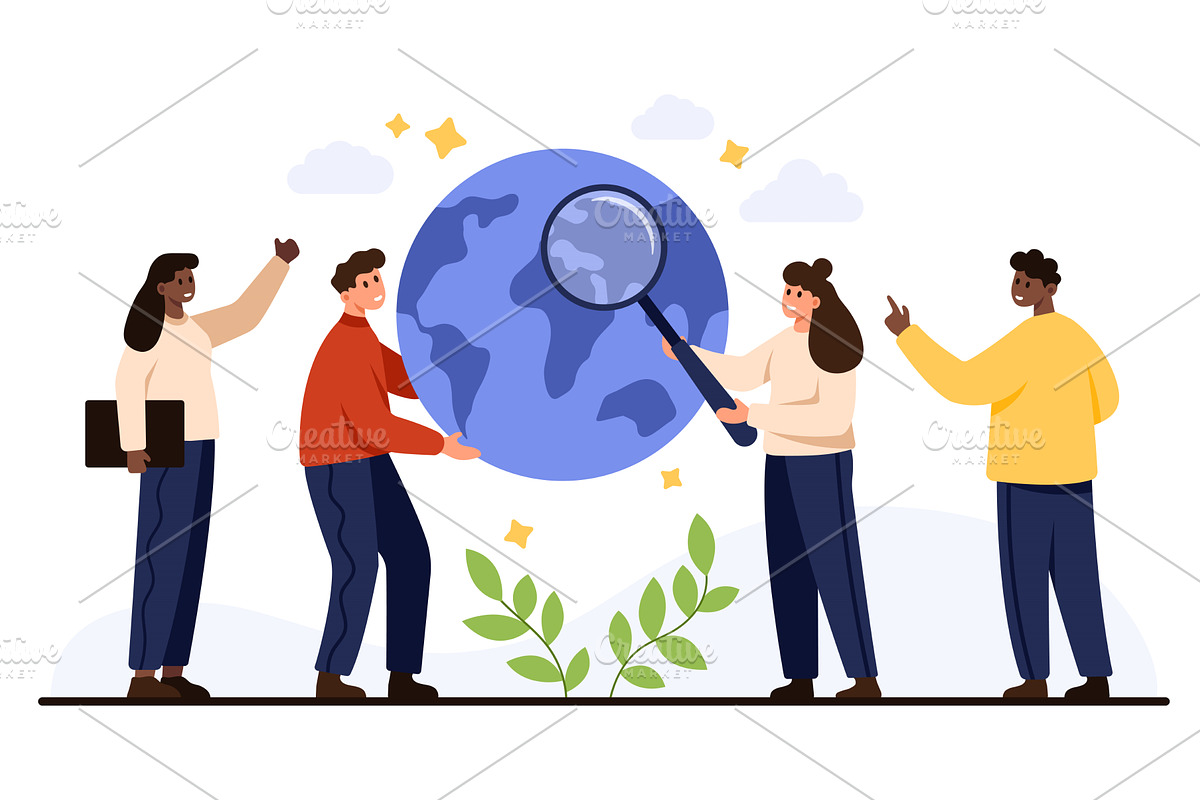 Team Analyzing Global Economic, a Finance Illustration by Flashvector