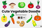 Cute Vegetable Doodle Illustration, an Object Graphic by SLAB! Design (Thumbnail 1 of 3)