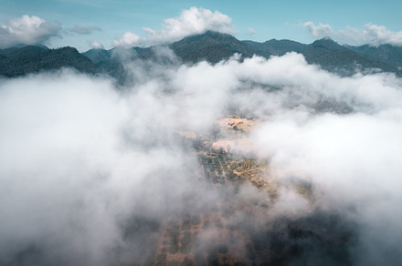 fog and mountains in the morning high angle, a Nature Photo by Art Rachen