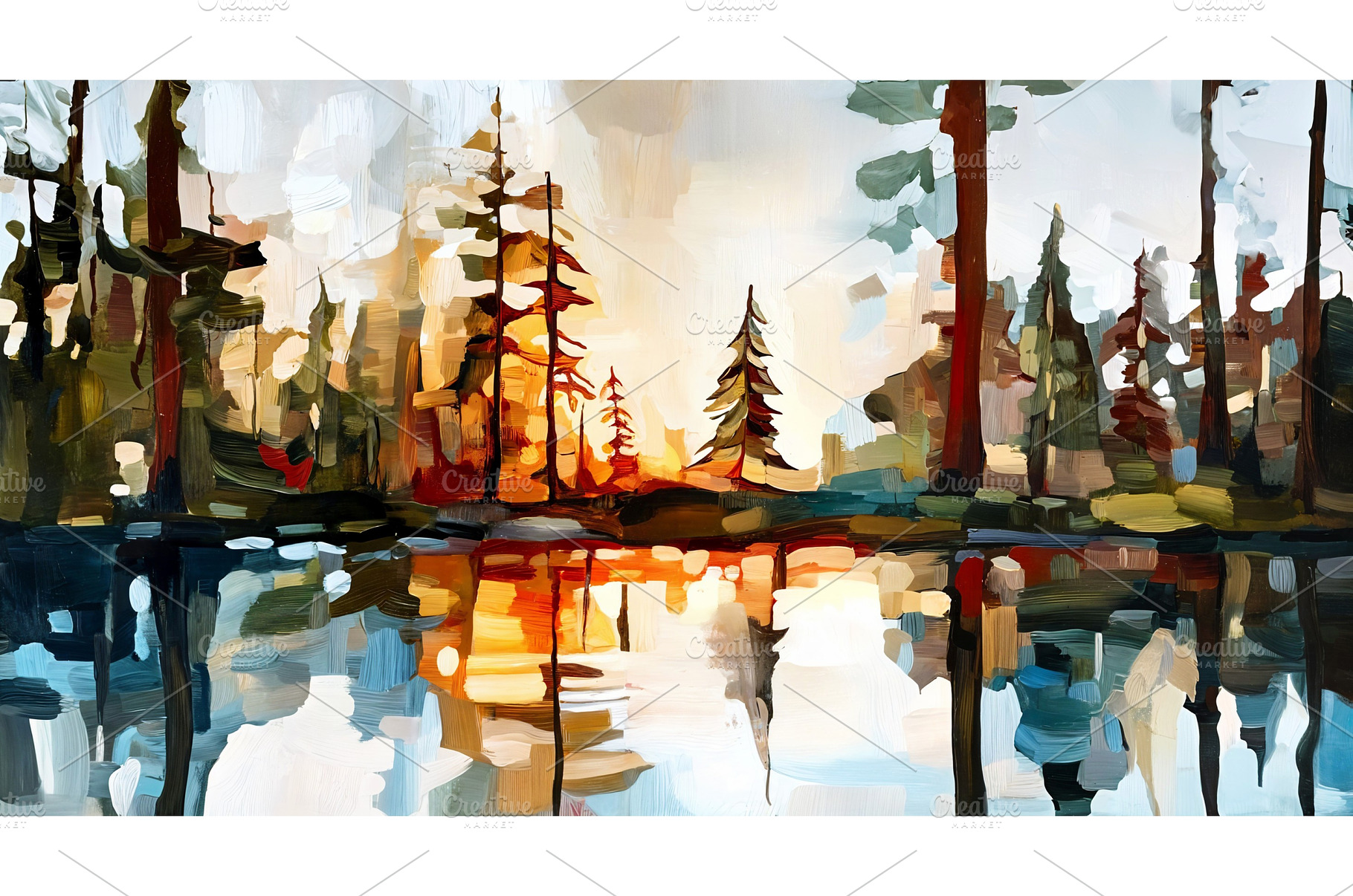 Landscape oil on canvas. Tranquil, a Nature Photo by Valenty