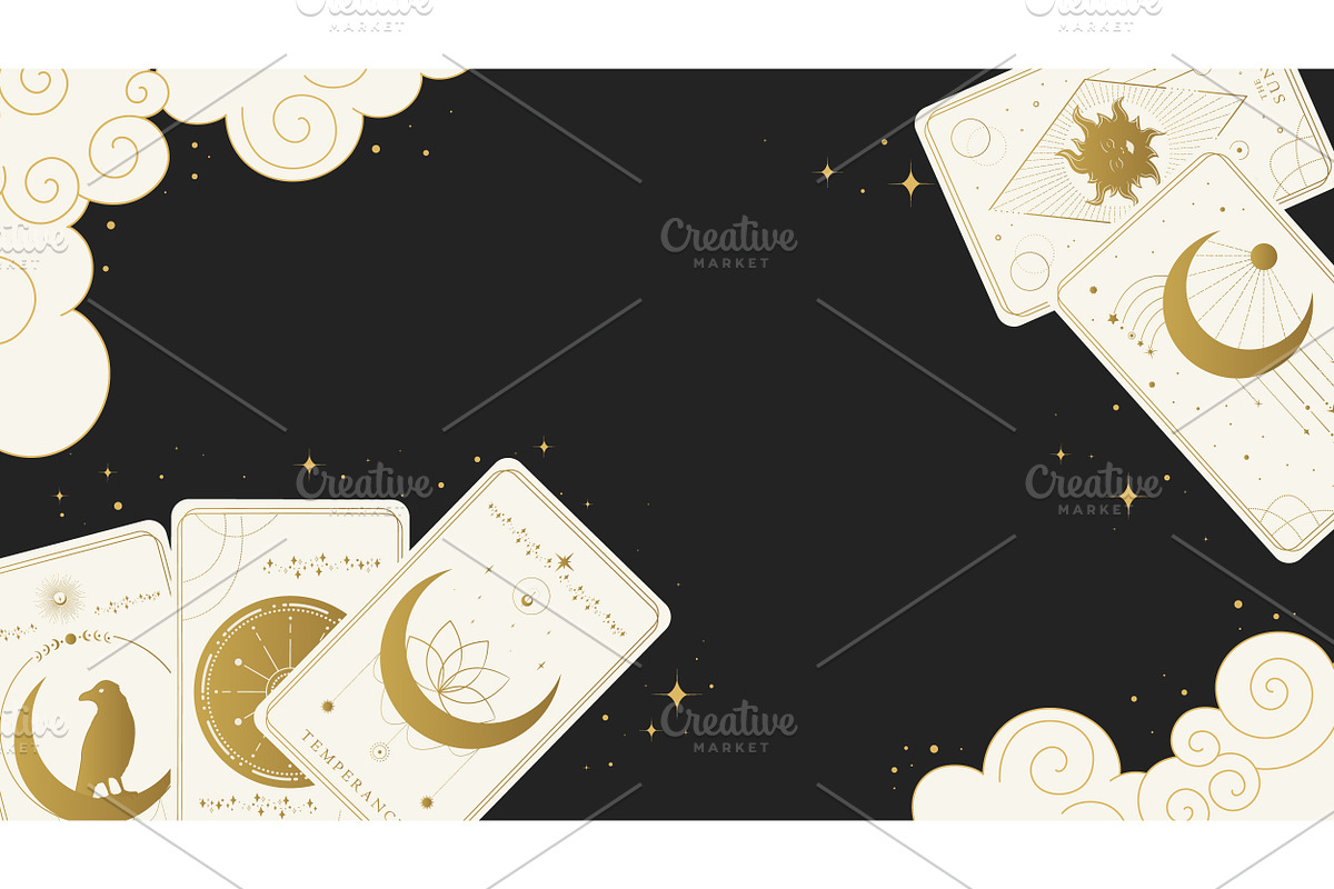 Celestial Background with Tarot Card, a Decorative Illustration by PsychocheArt (Photo 2 of 3)