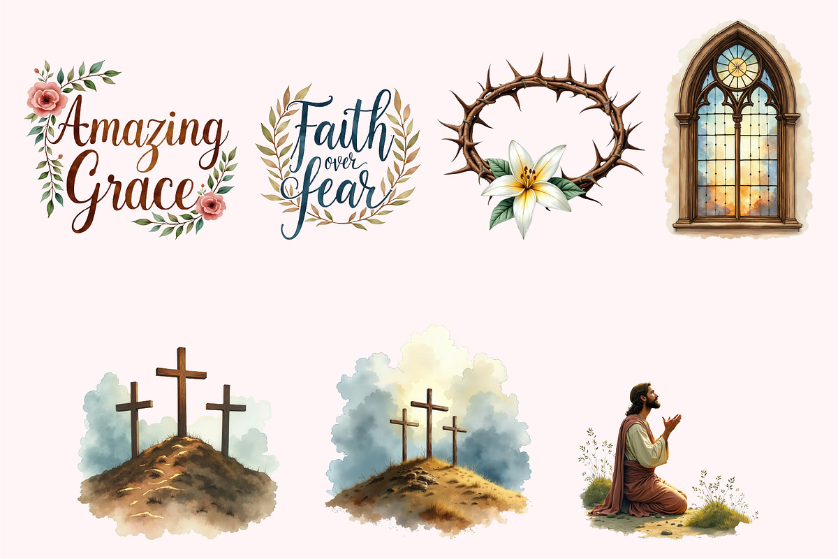 Christian Faith Clipart PNG Set, an Object Graphic by Printable Pretty Studio (Photo 4 of 5)