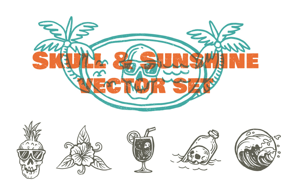 Skull & Sunshine Vector Set, an Illustration by lups design (Photo 1 of 4)
