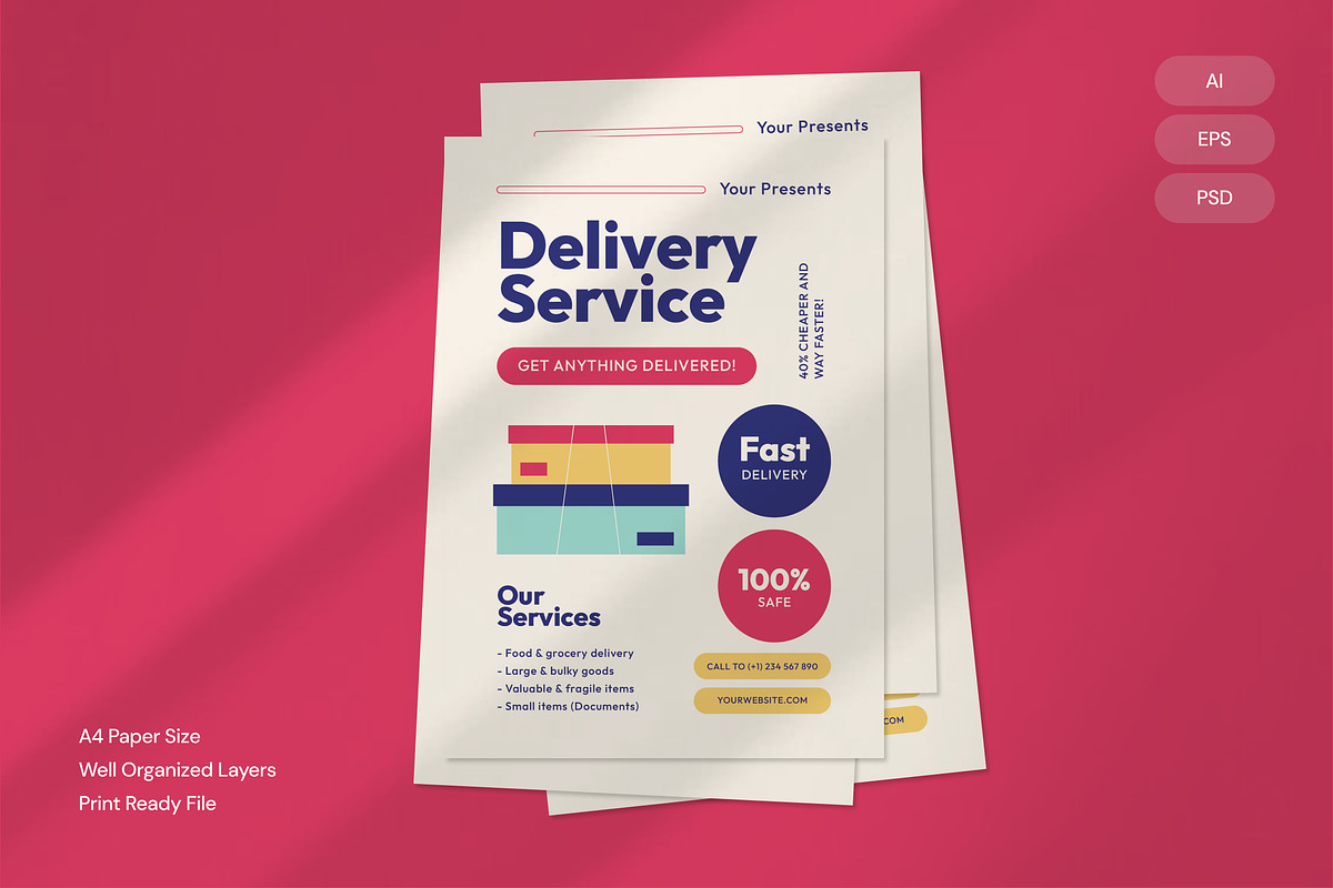 Delivery Service - Flyer, a Brochure Template by Izdihaar_Studio (Photo 1 of 3)