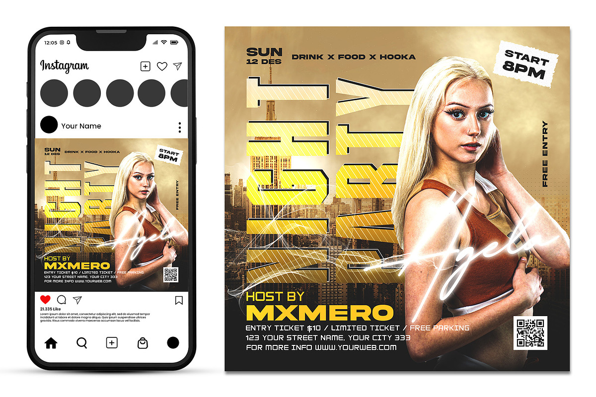 Music dj flyer template, a Brochure Template by AbcStudio